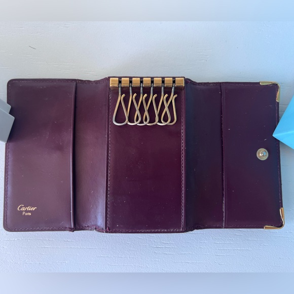 Authentic Must de Cartier, 6 key ring holder . Burgundy calfskin - Picture 4 of 11